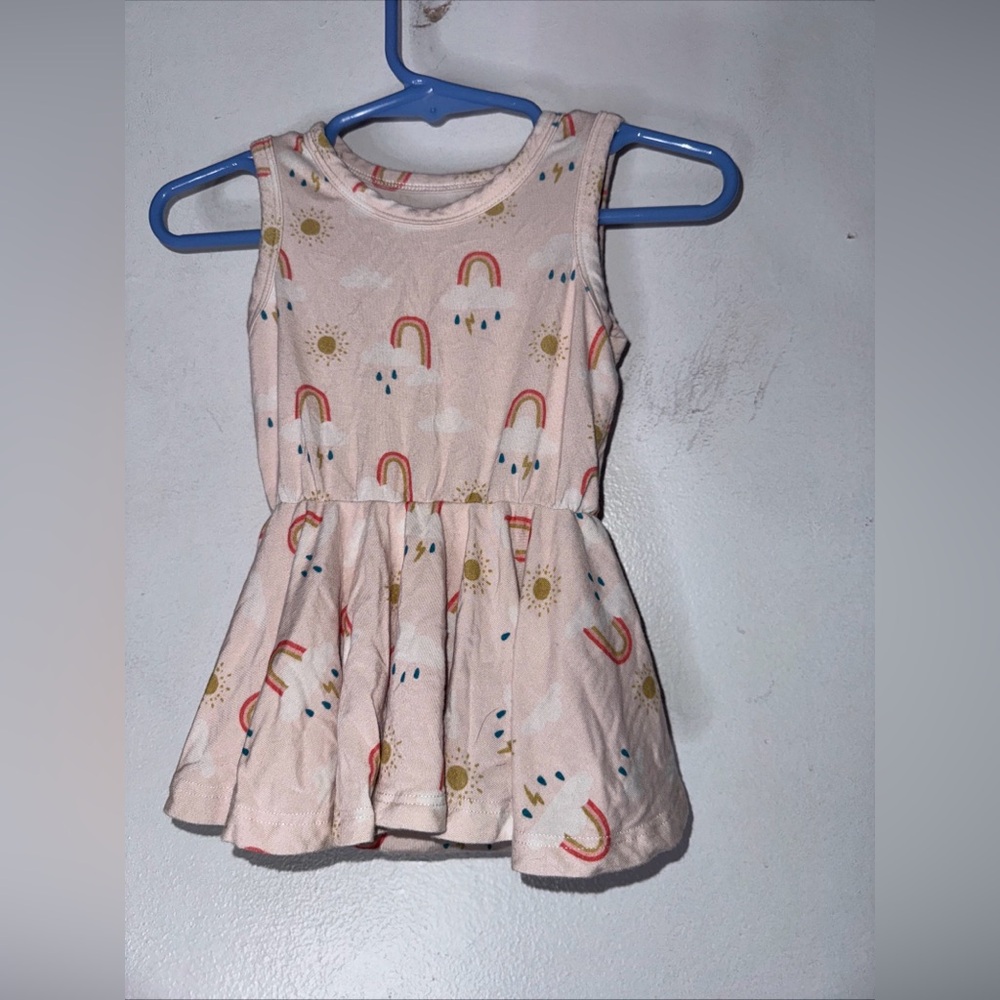 Bird & Bean Twirl Bodysuit Sleeveless Dress Rainbows‎ 3-6 Months